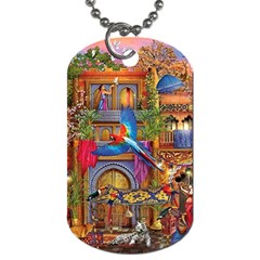 Arabian Street Art Colorful Peacock Tiger Man Parrot Horse Dancer Fantasy Dog Tag (two Sides) by Cemarart