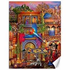 Arabian Street Art Colorful Peacock Tiger Man Parrot Horse Dancer Fantasy Canvas 12  X 16  by Cemarart