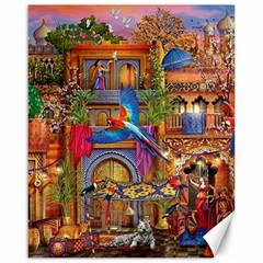 Arabian Street Art Colorful Peacock Tiger Man Parrot Horse Dancer Fantasy Canvas 16  X 20  by Cemarart