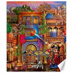 Arabian Street Art Colorful Peacock Tiger Man Parrot Horse Dancer Fantasy Canvas 20  X 24  by Cemarart