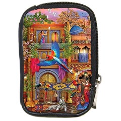 Arabian Street Art Colorful Peacock Tiger Man Parrot Horse Dancer Fantasy Compact Camera Leather Case by Cemarart