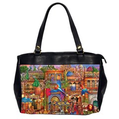 Arabian Street Art Colorful Peacock Tiger Man Parrot Horse Dancer Fantasy Oversize Office Handbag (2 Sides) by Cemarart