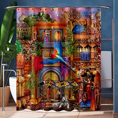 Arabian Street Art Colorful Peacock Tiger Man Parrot Horse Dancer Fantasy Shower Curtain 60  X 72  (medium)  by Cemarart