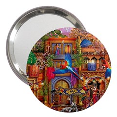 Arabian Street Art Colorful Peacock Tiger Man Parrot Horse Dancer Fantasy 3  Handbag Mirrors by Cemarart