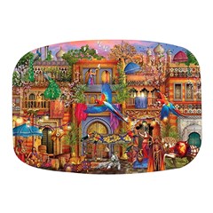 Arabian Street Art Colorful Peacock Tiger Man Parrot Horse Dancer Fantasy Mini Square Pill Box by Cemarart