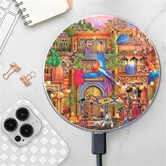 Arabian Street Art Colorful Peacock Tiger Man Parrot Horse Dancer Fantasy Wireless Fast Charger(white) by Cemarart