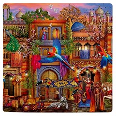 Arabian Street Art Colorful Peacock Tiger Man Parrot Horse Dancer Fantasy Uv Print Square Tile Coaster  by Cemarart