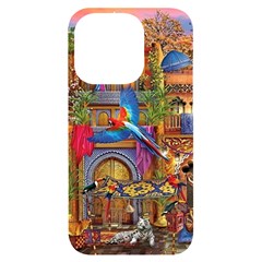 Arabian Street Art Colorful Peacock Tiger Man Parrot Horse Dancer Fantasy Iphone 14 Pro Black Uv Print Case by Cemarart