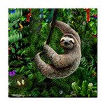 Sloth In Jungle Art Animal Fantasy Tile Coaster Front