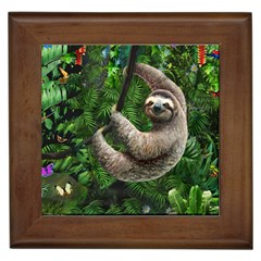 Sloth In Jungle Art Animal Fantasy Framed Tile by Cemarart