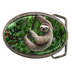 Sloth In Jungle Art Animal Fantasy Belt Buckles by Cemarart