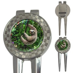 Sloth In Jungle Art Animal Fantasy 3-in-1 Golf Divots by Cemarart