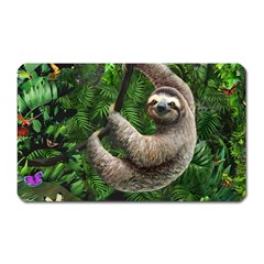 Sloth In Jungle Art Animal Fantasy Magnet (rectangular) by Cemarart