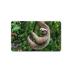 Sloth In Jungle Art Animal Fantasy Magnet (name Card) by Cemarart