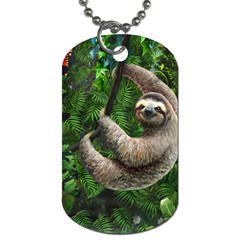 Sloth In Jungle Art Animal Fantasy Dog Tag (two Sides) by Cemarart