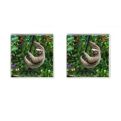 Sloth In Jungle Art Animal Fantasy Cufflinks (square) by Cemarart