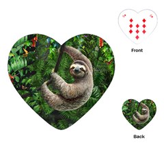 Sloth In Jungle Art Animal Fantasy Playing Cards Single Design (heart) by Cemarart