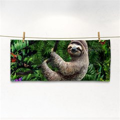 Sloth In Jungle Art Animal Fantasy Hand Towel by Cemarart