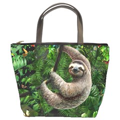 Sloth In Jungle Art Animal Fantasy Bucket Bag by Cemarart