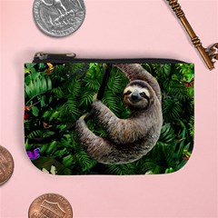 Sloth In Jungle Art Animal Fantasy Mini Coin Purse by Cemarart