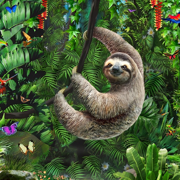 Sloth In Jungle Art Animal Fantasy Play Mat (Square)