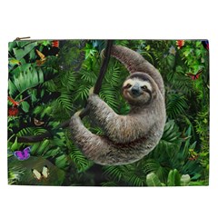 Sloth In Jungle Art Animal Fantasy Cosmetic Bag (xxl) by Cemarart