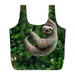 Sloth In Jungle Art Animal Fantasy Full Print Recycle Bag (l) by Cemarart