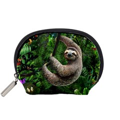 Sloth In Jungle Art Animal Fantasy Accessory Pouch (small) by Cemarart