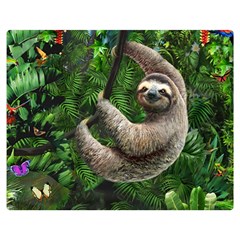 Sloth In Jungle Art Animal Fantasy Two Sides Premium Plush Fleece Blanket (medium) by Cemarart