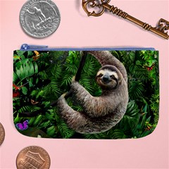 Sloth In Jungle Art Animal Fantasy Large Coin Purse by Cemarart