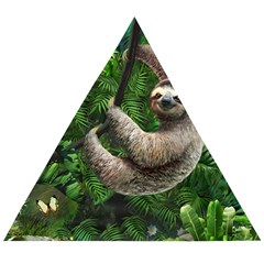 Sloth In Jungle Art Animal Fantasy Wooden Puzzle Triangle by Cemarart