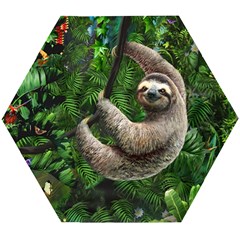 Sloth In Jungle Art Animal Fantasy Wooden Puzzle Hexagon by Cemarart