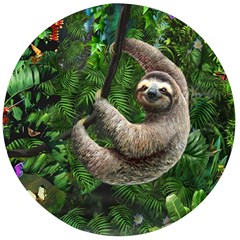 Sloth In Jungle Art Animal Fantasy Wooden Bottle Opener (round) by Cemarart