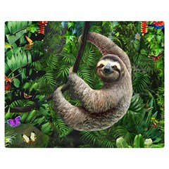 Sloth In Jungle Art Animal Fantasy Premium Plush Fleece Blanket (medium) by Cemarart