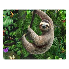 Sloth In Jungle Art Animal Fantasy Premium Plush Fleece Blanket (large) by Cemarart