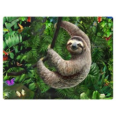 Sloth In Jungle Art Animal Fantasy Premium Plush Fleece Blanket (extra Small) by Cemarart