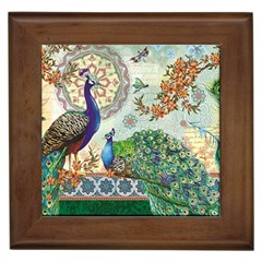 Royal Peacock Feather Art Fantasy Framed Tile by Cemarart