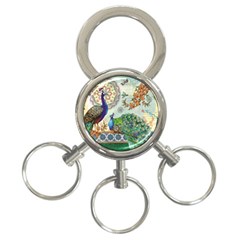 Royal Peacock Feather Art Fantasy 3-ring Key Chain