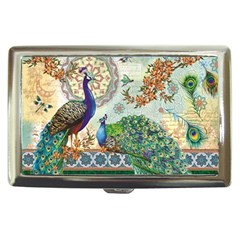 Royal Peacock Feather Art Fantasy Cigarette Money Case by Cemarart