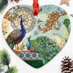 Royal Peacock Feather Art Fantasy Heart Ornament (two Sides)