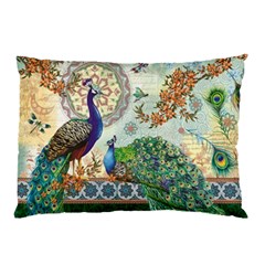 Royal Peacock Feather Art Fantasy Pillow Case by Cemarart