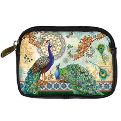 Royal Peacock Feather Art Fantasy Digital Camera Leather Case by Cemarart