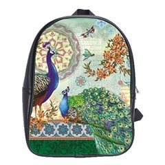 Royal Peacock Feather Art Fantasy School Bag (large) by Cemarart