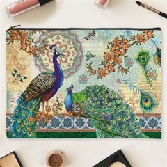 Royal Peacock Feather Art Fantasy Cosmetic Bag (xxxl) by Cemarart