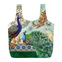 Royal Peacock Feather Art Fantasy Full Print Recycle Bag (l) by Cemarart