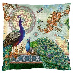 Royal Peacock Feather Art Fantasy Standard Premium Plush Fleece Cushion Case (two Sides) by Cemarart