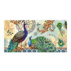 Royal Peacock Feather Art Fantasy Satin Wrap 35  X 70  by Cemarart