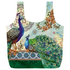 Royal Peacock Feather Art Fantasy Full Print Recycle Bag (xxl) by Cemarart