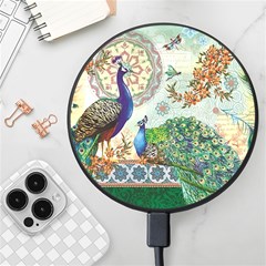 Royal Peacock Feather Art Fantasy Wireless Fast Charger(black) by Cemarart