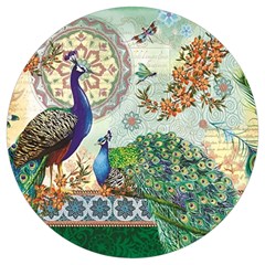 Royal Peacock Feather Art Fantasy Round Trivet by Cemarart